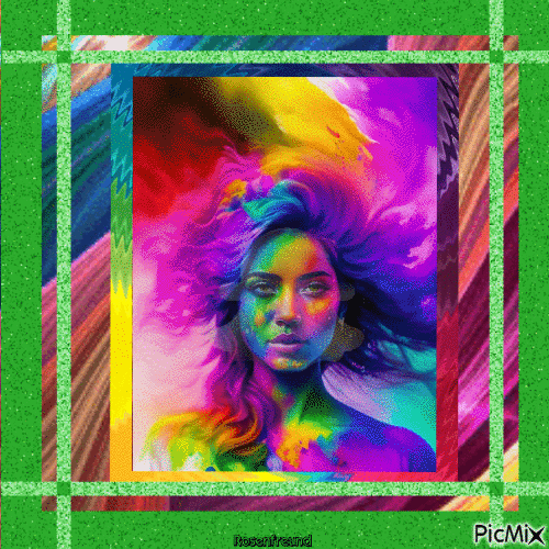Porträt einer Frau in allen Farben - Ilmainen animoitu GIF