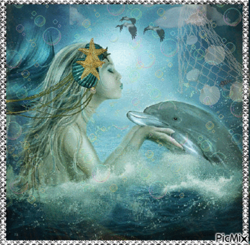 la sirena y el delfin - GIF animasi gratis