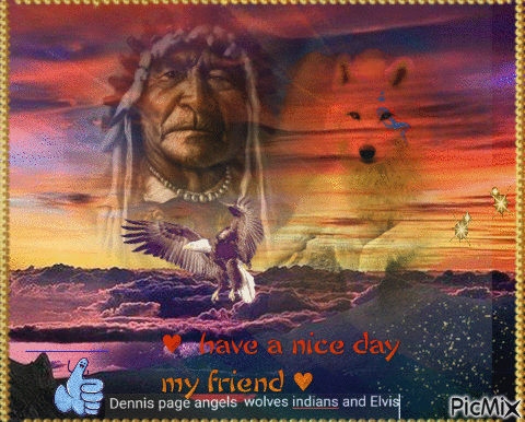 NATIVE WITH WOLF AND EAGLE CREATION - Gratis animerad GIF