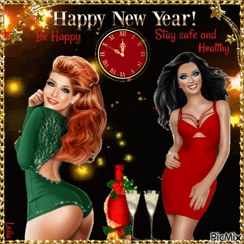 Happy New Year. Be Happy. Stay safe and healthy - GIF animado gratis