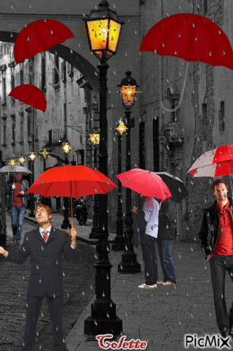 Parapluies rouges - Darmowy animowany GIF
