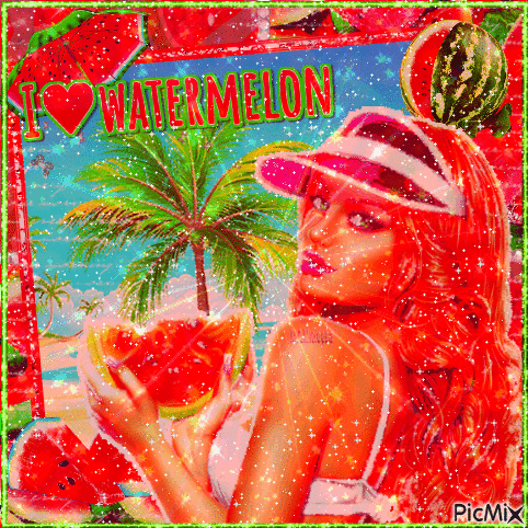 I Love Watermelon - GIF animé gratuit