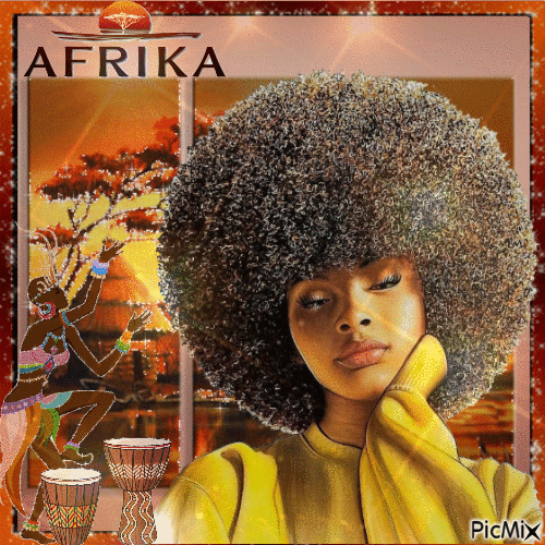 Frau mit Afrofrisur - GIF animado gratis