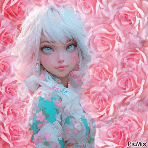 Прекрасна  розовая  роза - 免费动画 GIF