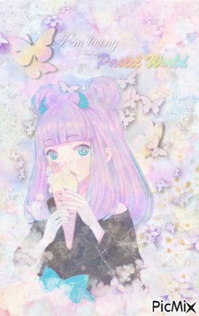 Manga Girl in a Pastel World - Gratis animerad GIF