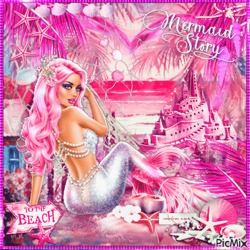 Pink Mermaid - Безплатен анимиран GIF