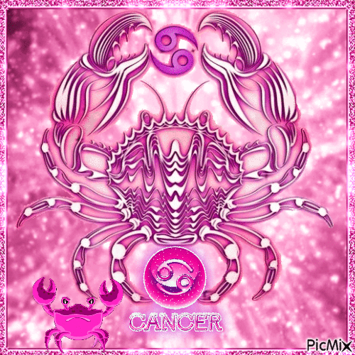 Cancer the Crab Zodiac in Pink - Free animated GIF