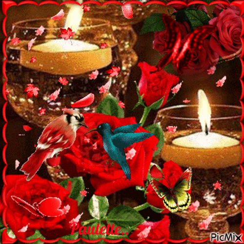rose et bougies - GIF animasi gratis