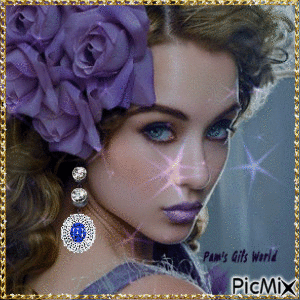 Purple Roses in her Hair - Free animated GIF
