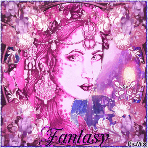 Fantasy in pink and purple - GIF animado grátis