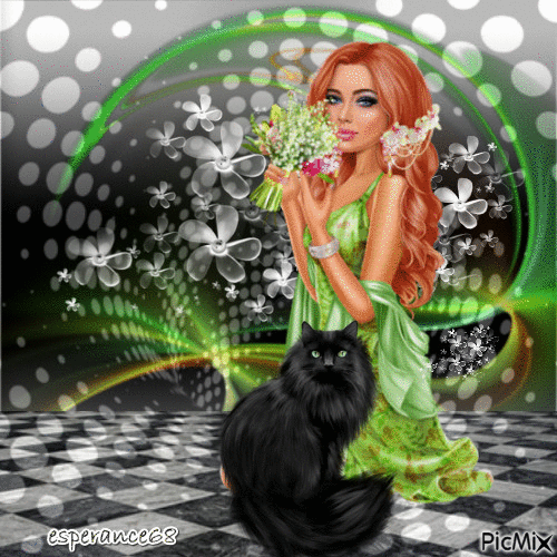 Une femme et son chat (concours) - Ingyenes animált GIF