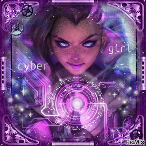 cyber girl - GIF animado grátis