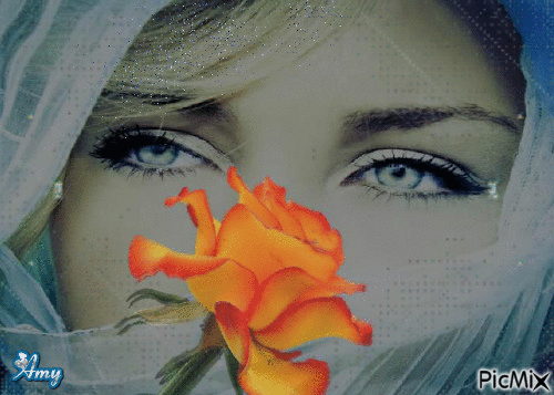 rose sur visage - Бесплатный анимированный гифка