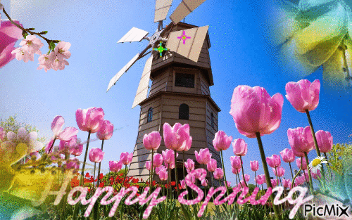 Happy Spring!   🙂🌿 - Animovaný GIF zadarmo