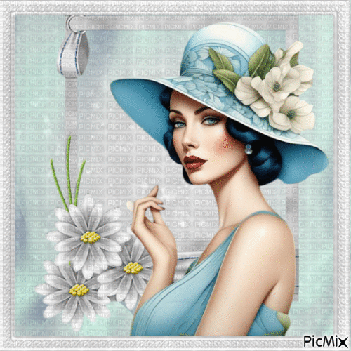 Femme glamour - Blanc et bleu. - GIF animé gratuit