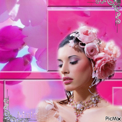 Girl with roses - Besplatni animirani GIF
