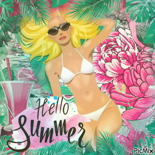 summer woman relax - GIF animado grátis