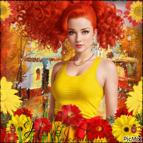 Redhead beauty - Бесплатный анимированный гифка
