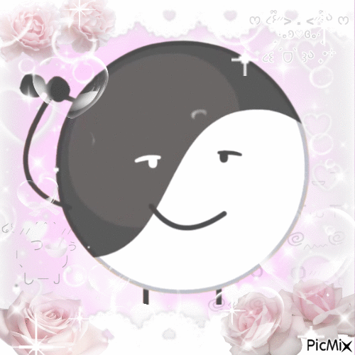 pink roses yinyang - GIF animado gratis