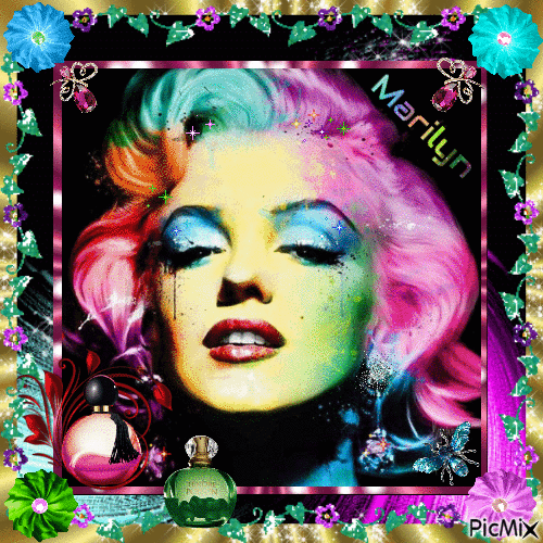 Marilyn Monroe - Art Coloré - Бесплатный анимированный гифка