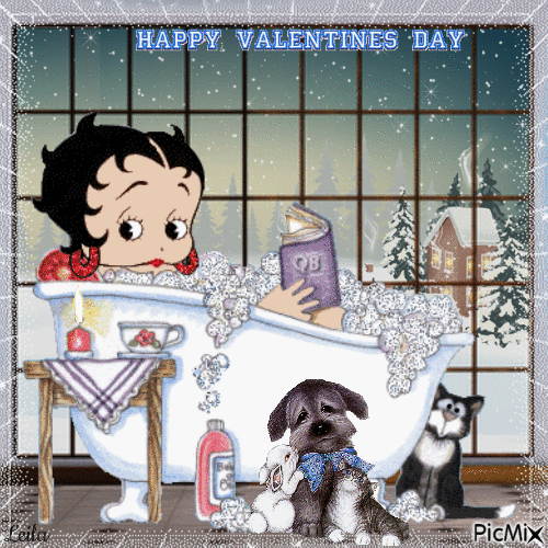 Betty Boop. Happy Valentines Day - GIF เคลื่อนไหวฟรี