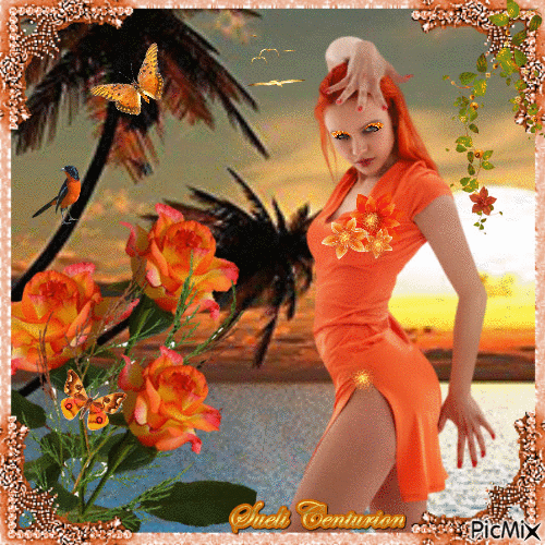Mulher de Cabelo laranja - Gratis animeret GIF