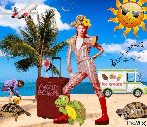 David Bowie on holiday in the Carribean - Бесплатный анимированный гифка
