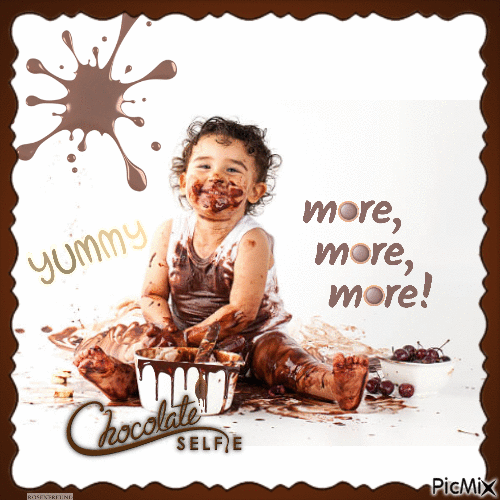 Ein kleines Mädchen liebt Schokolade - Gratis geanimeerde GIF