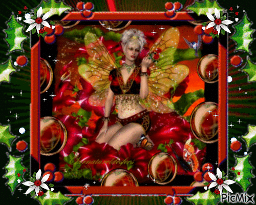 jolie elfe rouge - GIF animé gratuit