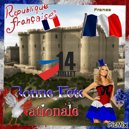 Festa Repubblica Francese  14 Luglio - GIF animate gratis