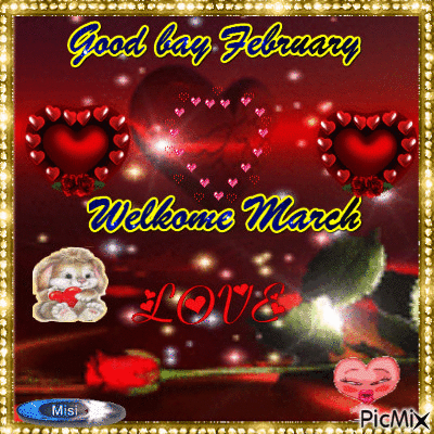 Good bay February Welkome March - GIF animate gratis