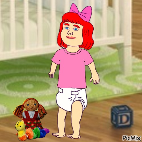 Baby girl with doll and Inch - darmowe png