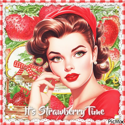 Strawberry woman vintage - Bezmaksas animēts GIF