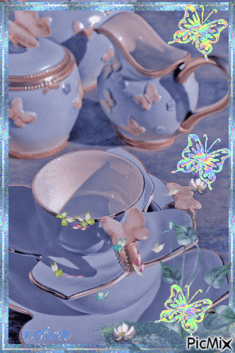 Belles vaisselle bleus vintage - Gratis geanimeerde GIF