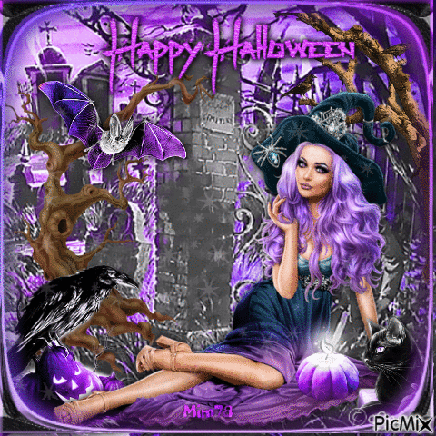 Halloween - Tons violets et bruns - GIF animé gratuit