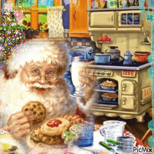 Santa cooking/contest - Free animated GIF