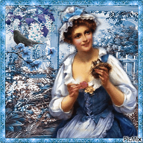 Dame in blauer Farbe - Free animated GIF