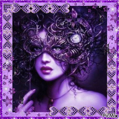 Girl On Purple Background - GIF เคลื่อนไหวฟรี