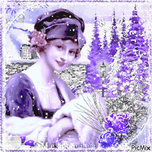 Portrait of a woman - Lavender tones - Free animated GIF