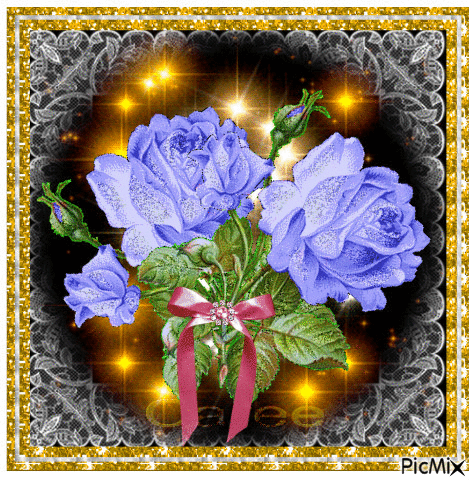 Some blue roses - GIF animé gratuit
