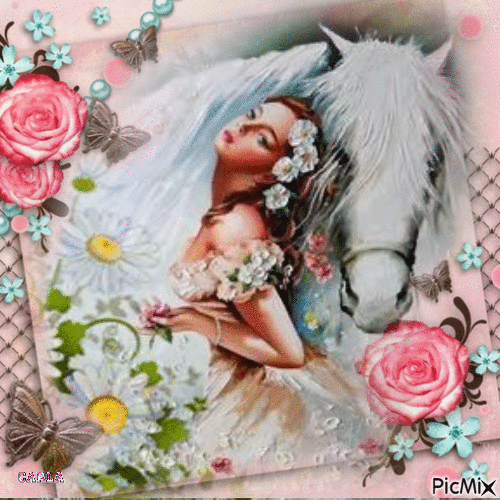 Une femme et son cheval - Ilmainen animoitu GIF