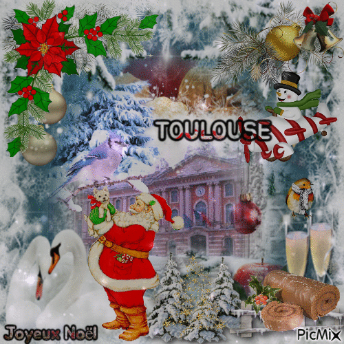Toulouse vous souhaite un joyeux Noël - GIF animé gratuit
