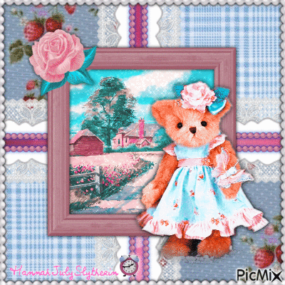 {♥}Teddy Bear in Blue & Pink{♥} - Бесплатный анимированный гифка