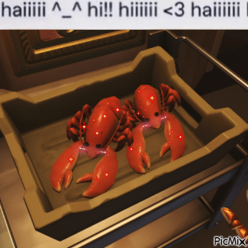 haiiiii ^_^ hi!! hiiiiii <3 haiiiiii overwatch lobster - Free animated GIF