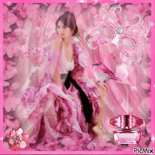 Pink Woman with Mask - Darmowy animowany GIF