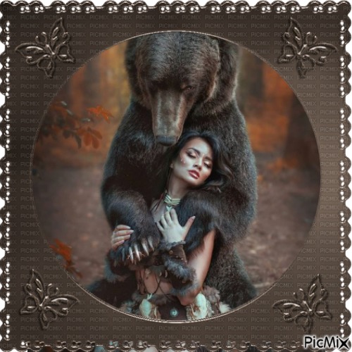 FEMME ET OURS - 免费PNG