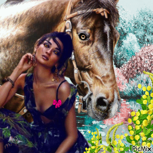 Concours "Femme avec son cheval" - GIF animé gratuit