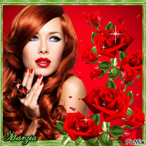 Portrait d'une femme aux cheveux rouges - Ilmainen animoitu GIF