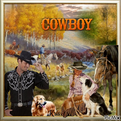 Cowboy avec des chiens - PNG gratuit