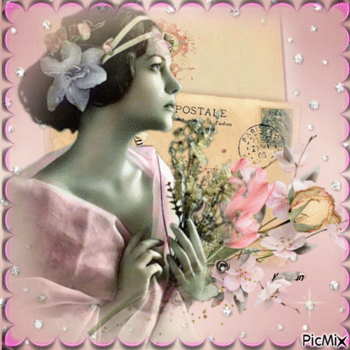 retro lady in pink - 無料のアニメーション GIF